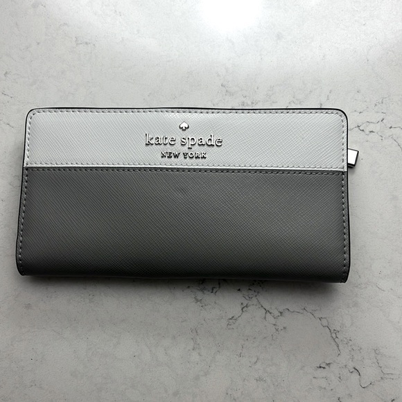 kate spade Handbags - Staci Large Slim Bifold Wallet - Gray & White